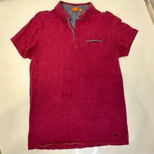 Hugo Boss Red Polo Short Sleeve Shirt Mens L